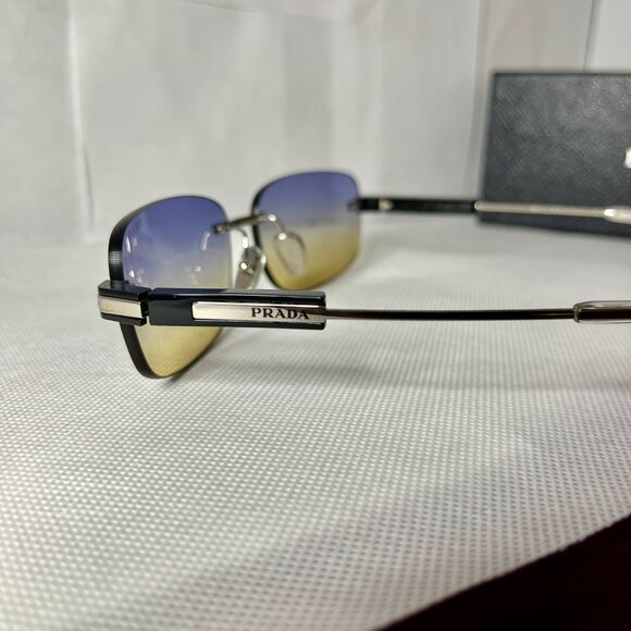 Prada Silver Frame Violet Yellow Gradient Sunglasses Full Inclusion - Picture 6 of 6